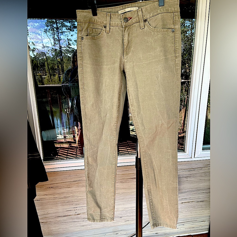 VINCE Mossy Green 5 Pocket Low Rise Skinny Jeans Size 28 Waist
